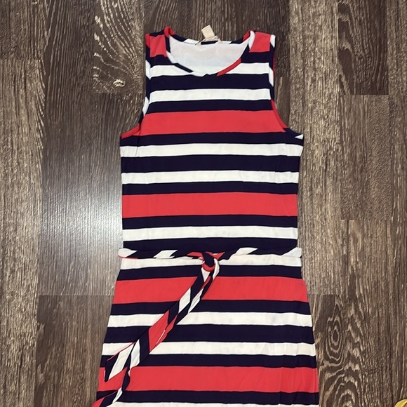 Banana Republic Striped Sleeveless Maxi Dress - Red coral, White, and Blue - Picture 2 of 9